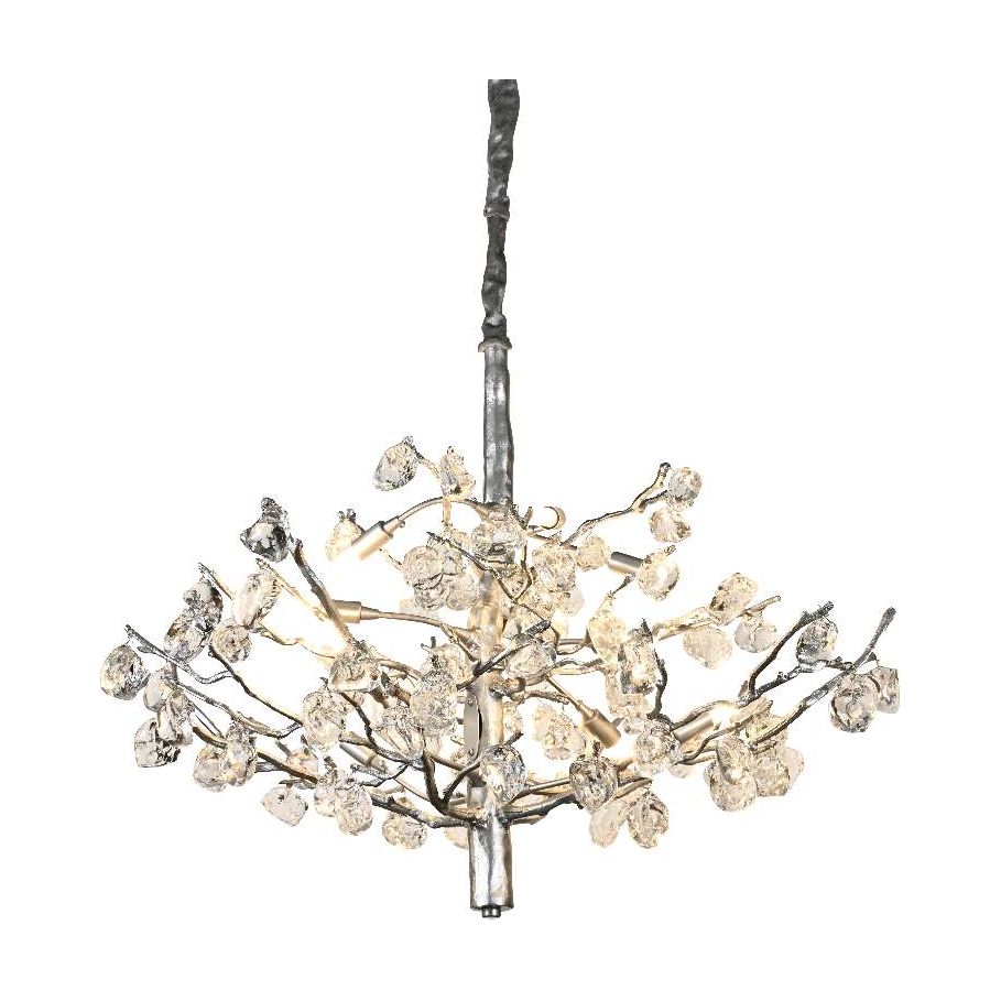 Livio Gemstone Branch Brass Round Chandelier by Bling Lighting Studio