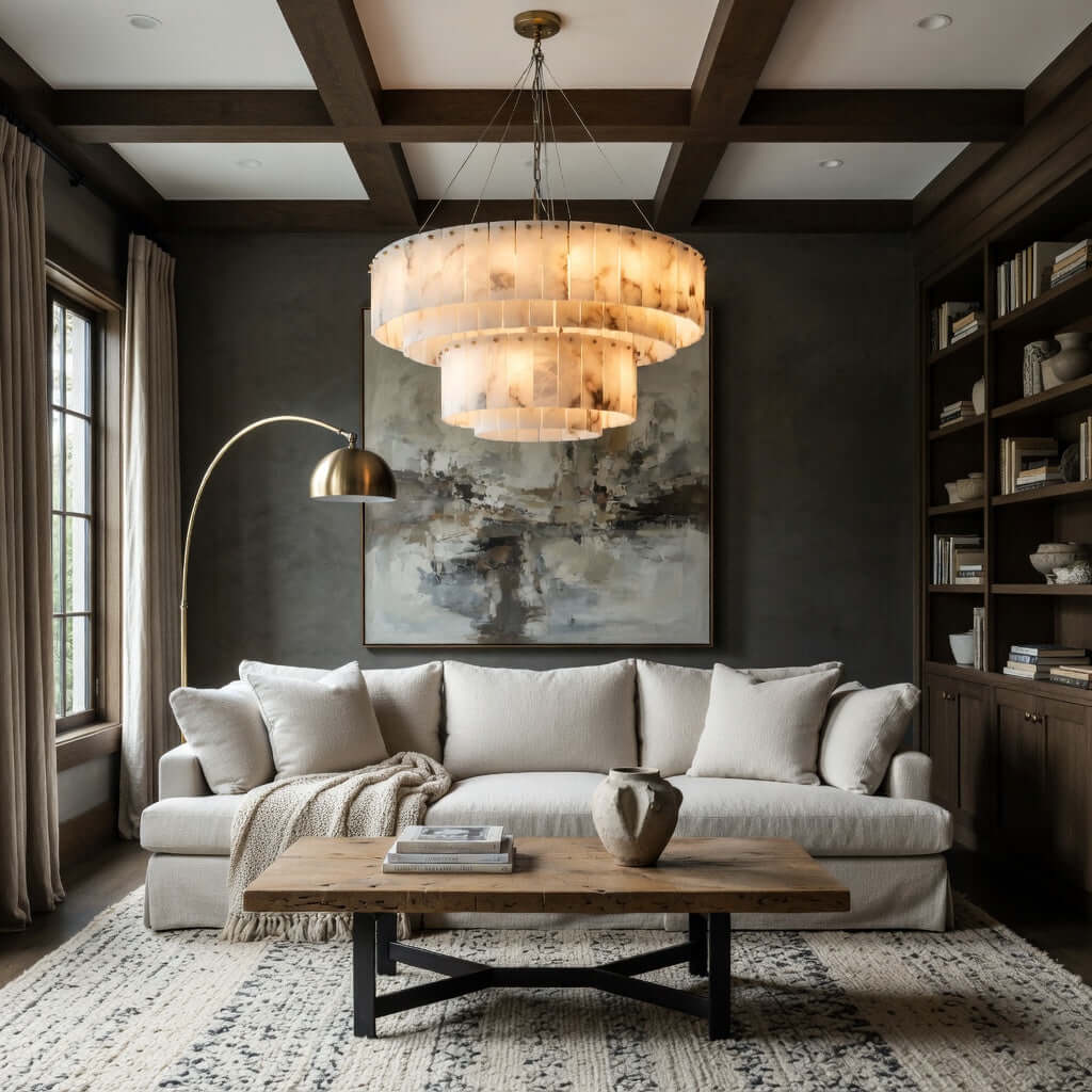 Oakley Layered Alabaster Chandelier - 31"