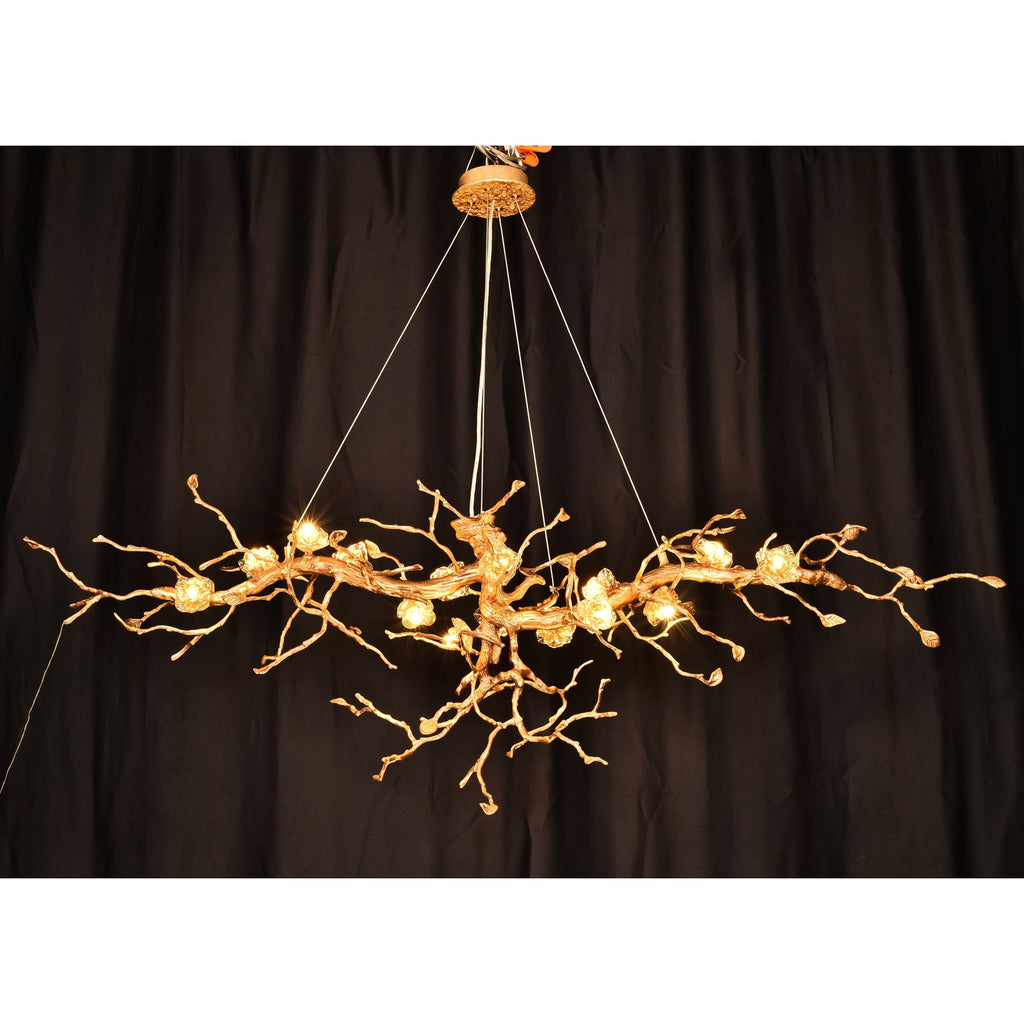 Livio Gemstone Branch Brass Round Chandelier by Bling Lighting Studio