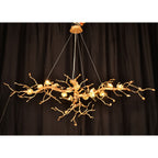 Livio Gemstone Branch Brass Round Chandelier by Bling Lighting Studio