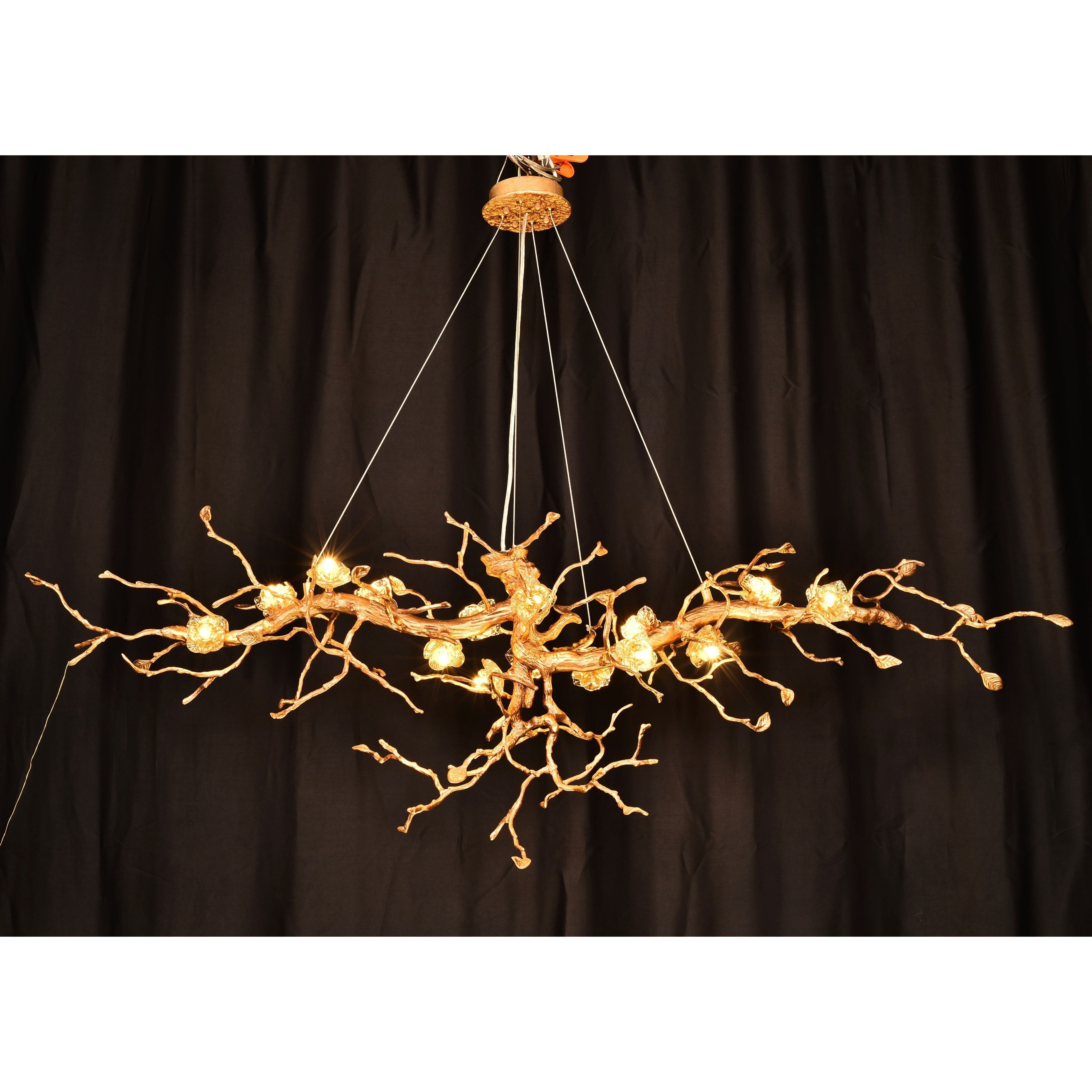 Livio Gemstone Branch Brass Round Chandelier by Bling Lighting Studio