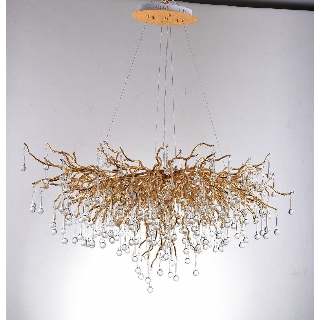 Lori Branch Brass Oval Teardrop Chandelier by Bling Lighting Studio