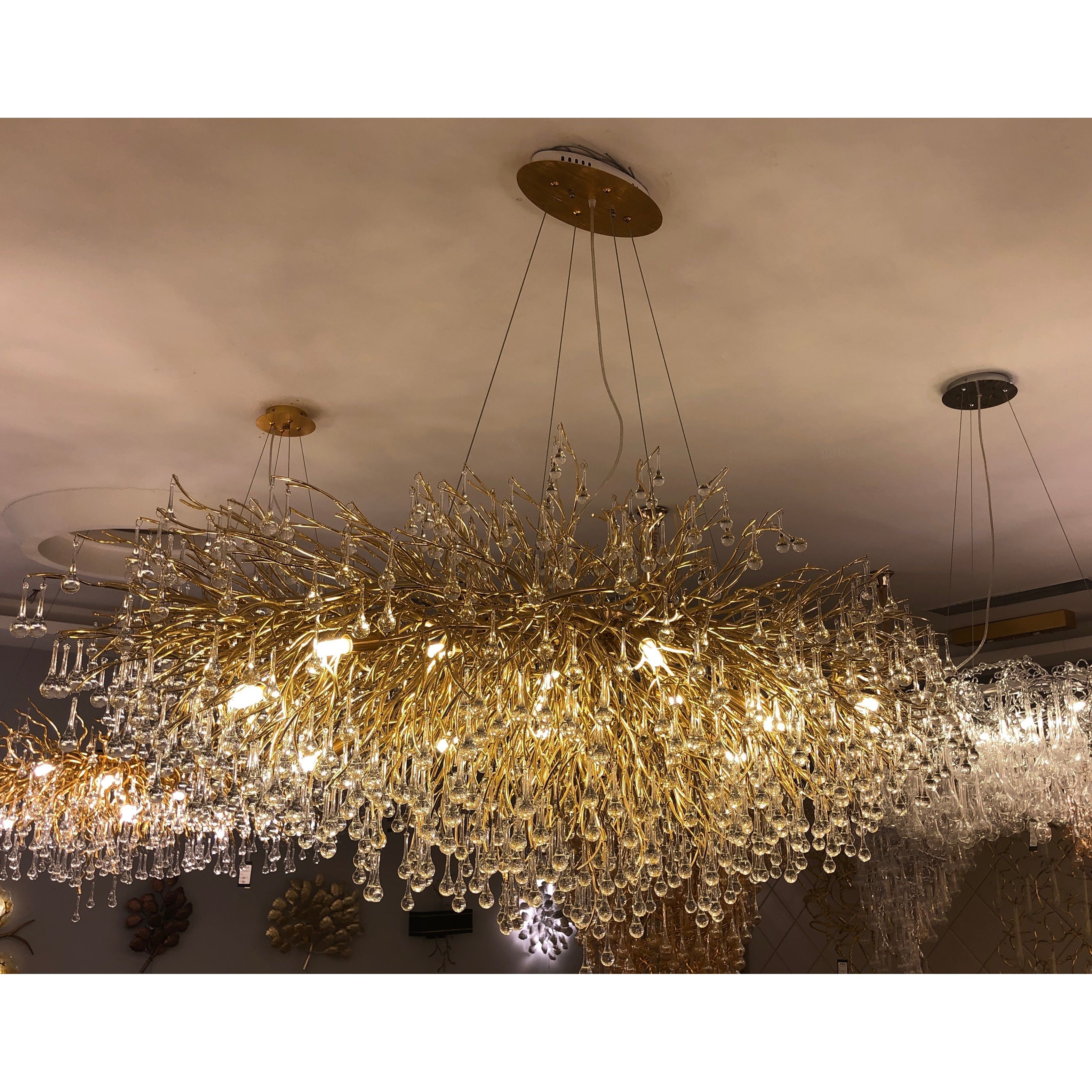 Le Saint Branch Brass Round Teardrop Chandelier by Bling Lighting Studio