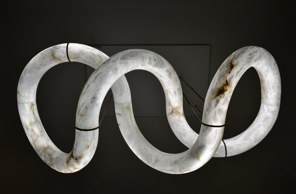 Glacera Designer Inspired Alabaster Chandelier Light For Living Room 35'' 55'' 56'' 70'' 96''W by Bling Lighting Studio
