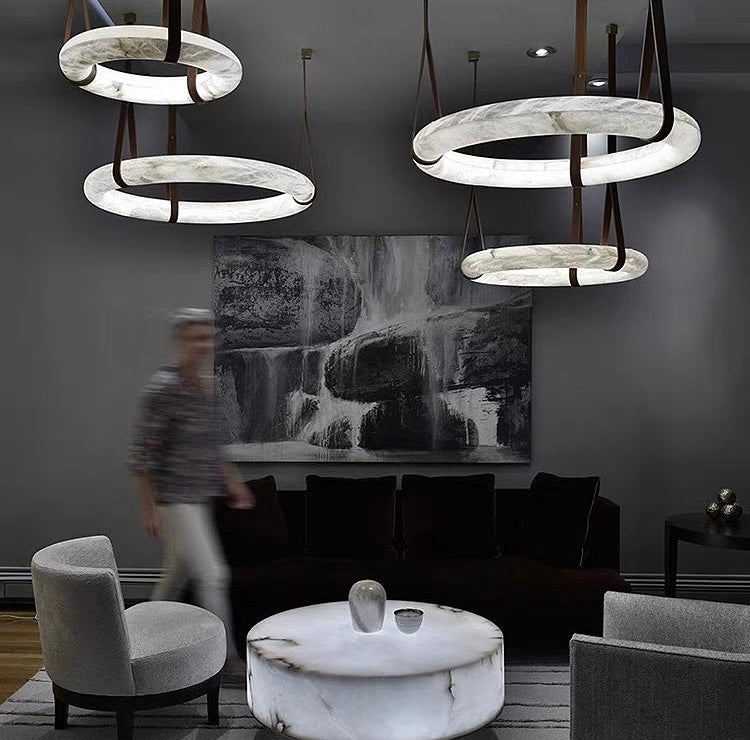 Glacera Alabaster Lorry Oslo Art Chandelier 8 Size by Bling Lighting Studio
