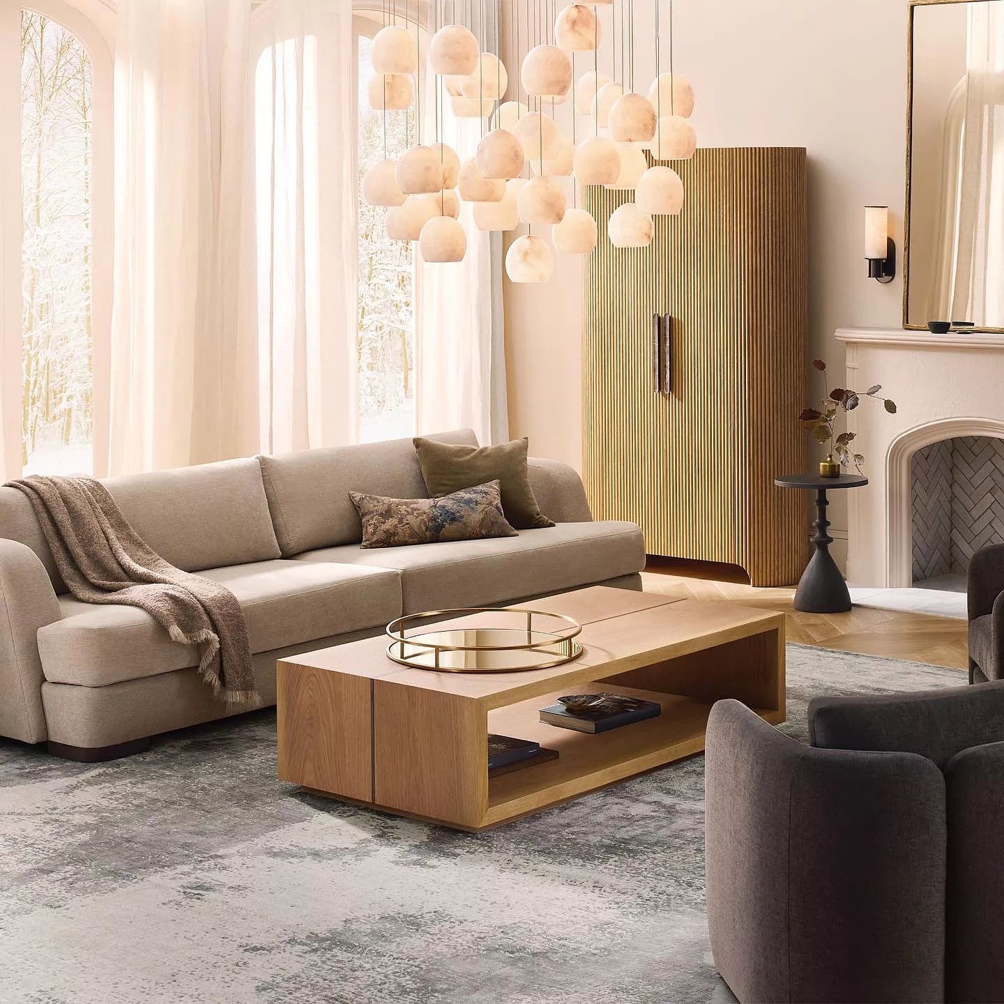 Arica Alabaster Round Chandelier