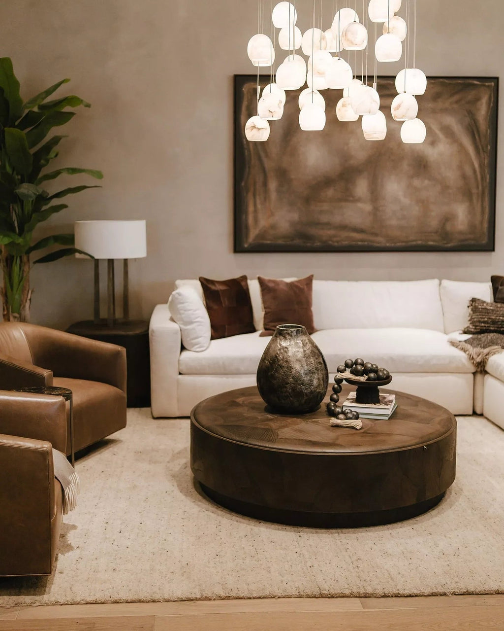 Arica Alabaster Round Chandelier