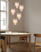 Tired Alabaster marble Cluster Chandelier 13" with adjustable chain