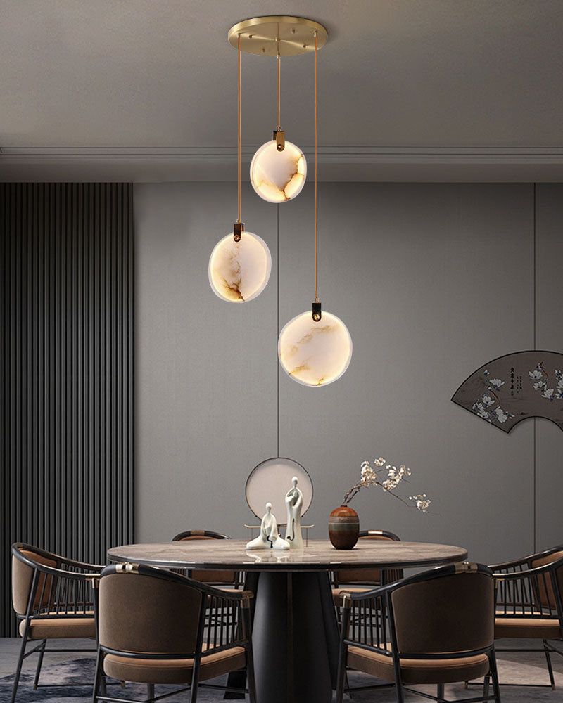 Postmodern LED Spanish Marble Chandelier Lamp in Brass for staircase by Bling Lighting Studio