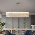 Stuart Modern Alabaster & Crystal Dining Room Chandelier by Bling Lighting Studio