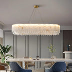 Stuart Modern Alabaster & Crystal Dining Room Chandelier by Bling Lighting Studio