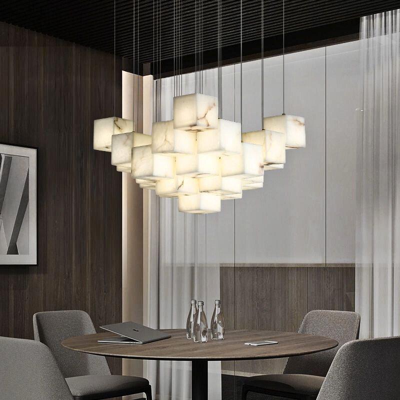 Kybos Alabaster Chandelier Light by Bling Lighting Studio