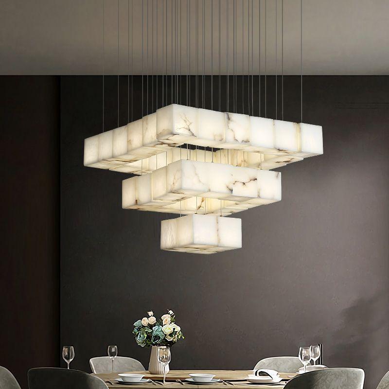 Kybos Alabaster Chandelier Light by Bling Lighting Studio