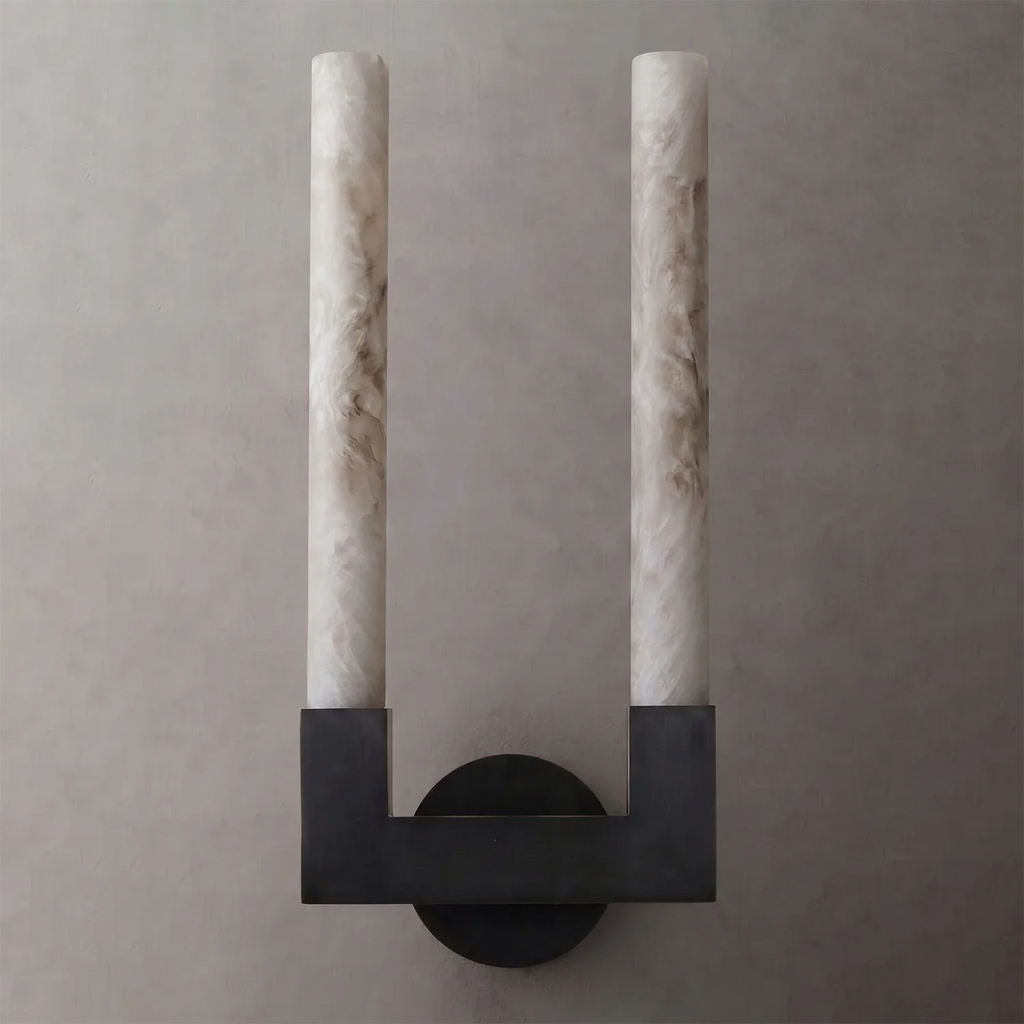 Linear Cylindrical Alabaster Wall Sconce