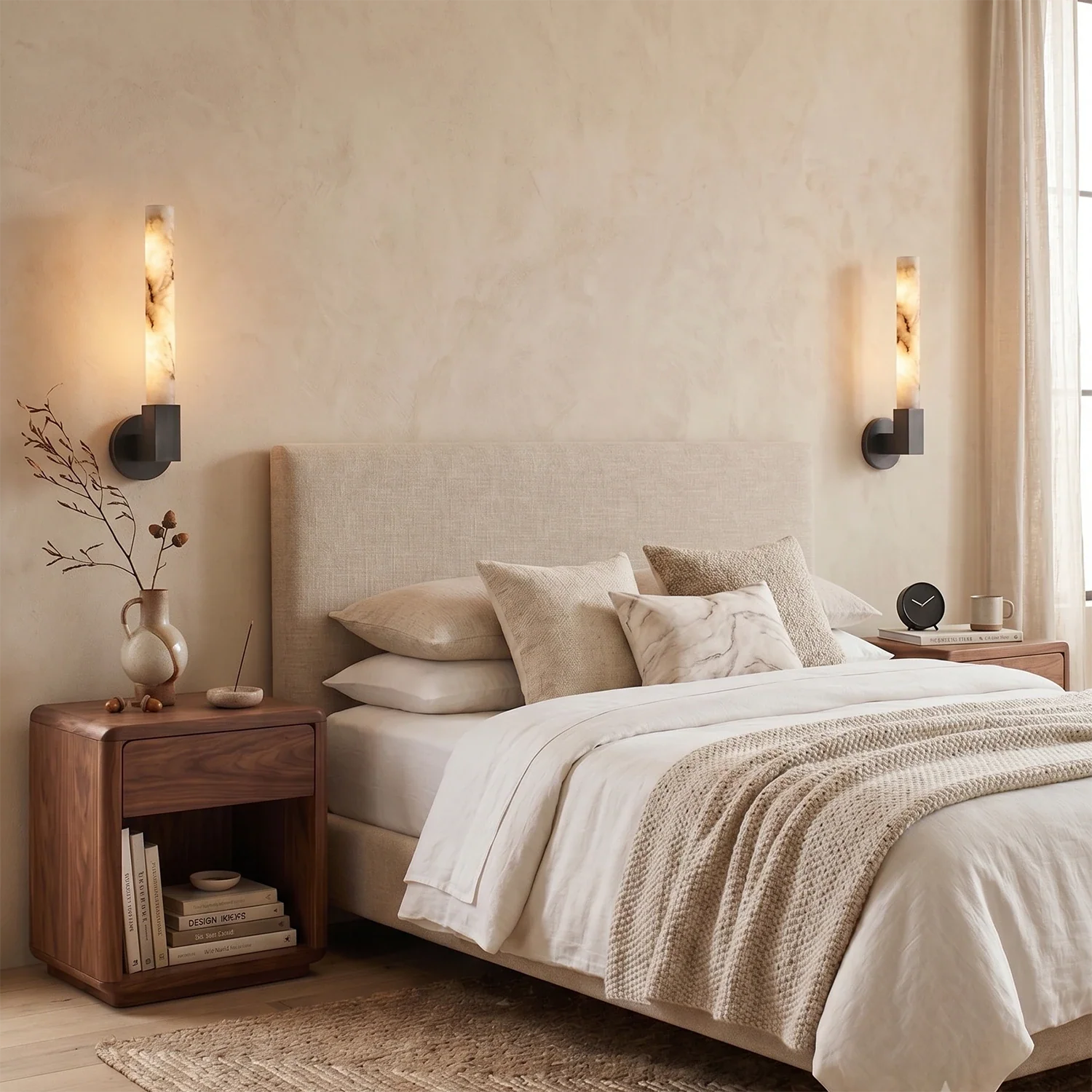 Linear Cylindrical Alabaster Wall Sconce