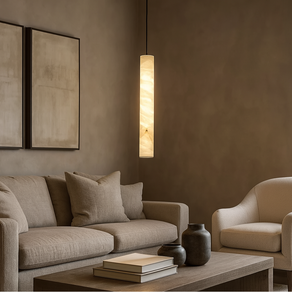 Moonshade Alabaster Pendant Light material and finish detail