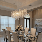 Lukas Oval Branching Brass Linear Teardrop Chandelier by Bling Lighting Studio