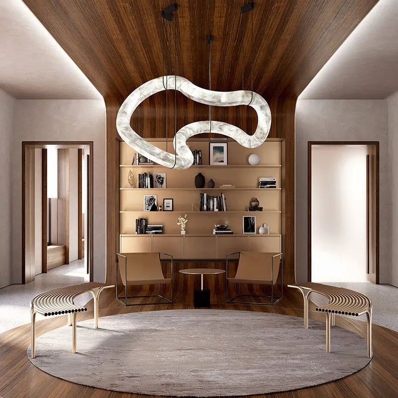 Glacera Designer Inspired Alabaster Chandelier Light For Living Room 35'' 55'' 56'' 70'' 96''W by Bling Lighting Studio