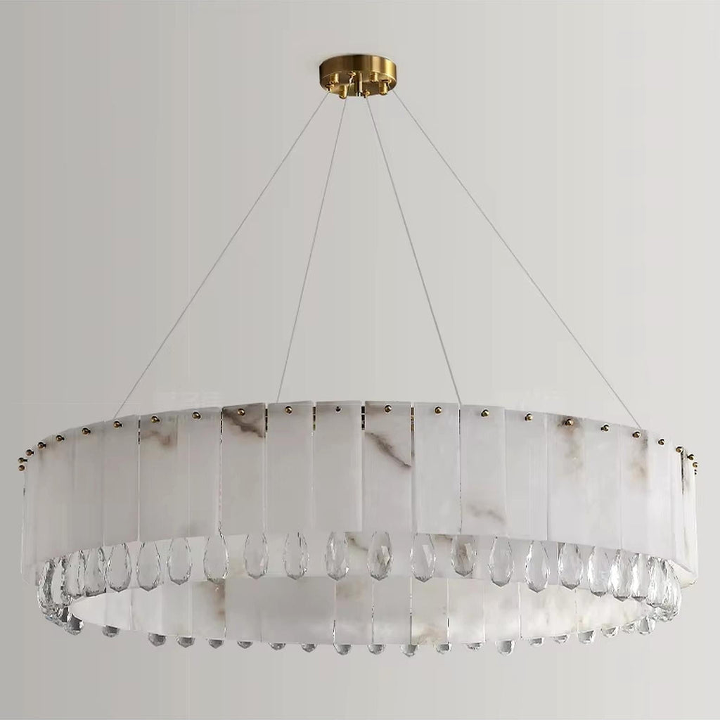 Stuart 39" Alabaster & Crystal Round Chandelier product image