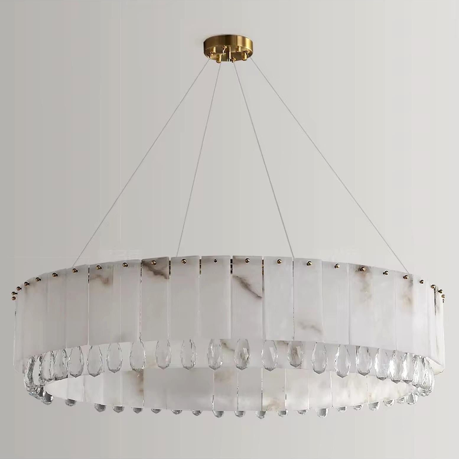 Stuart 39" Alabaster & Crystal Round Chandelier product image