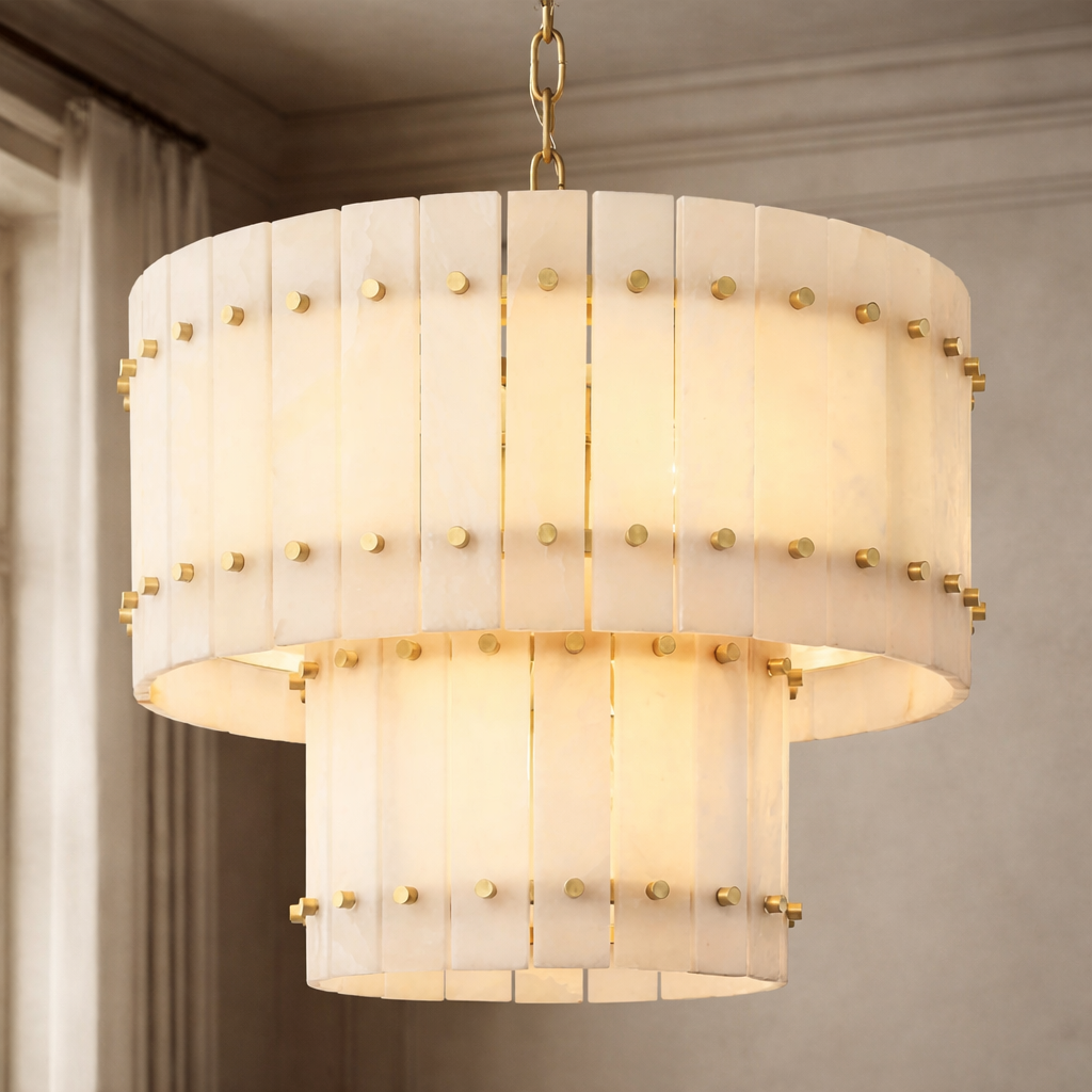 Valmont 2-Tier Alabaster Chandelier 23" product image