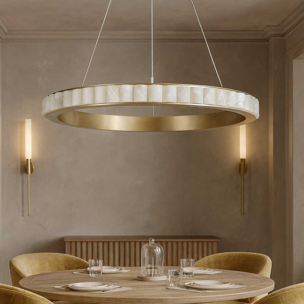 Hampton Alabaster Chandelier detail view