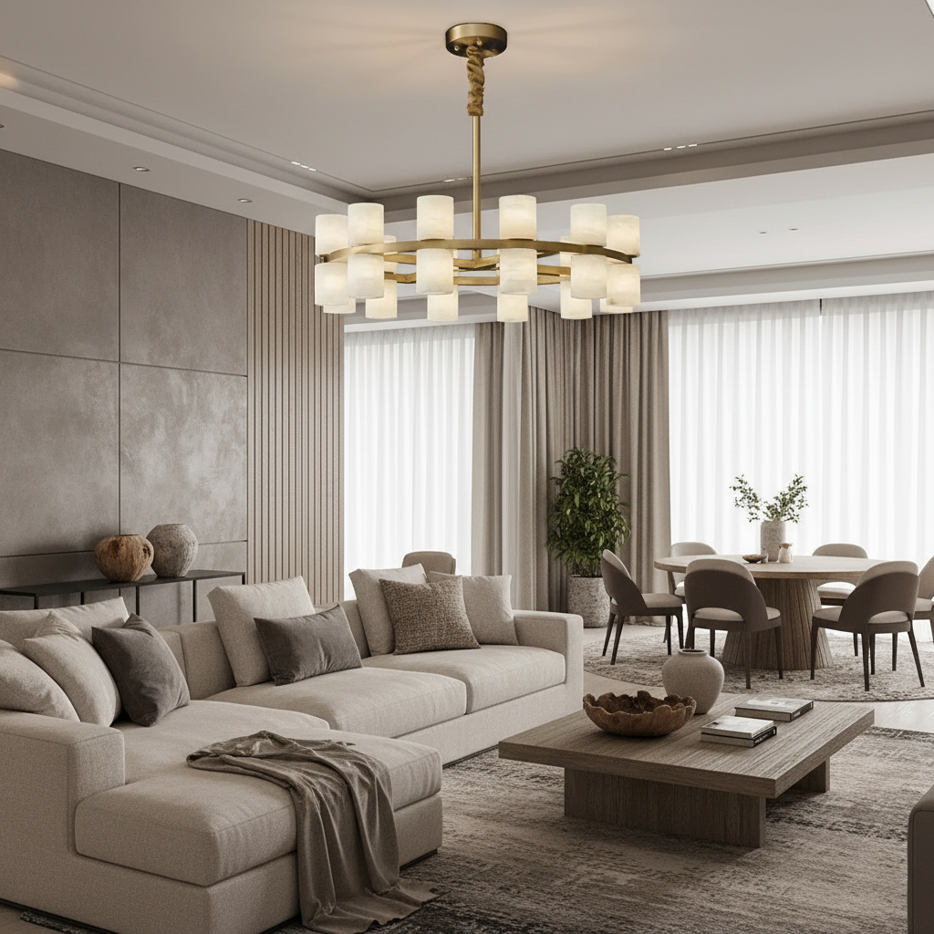 Lunara Alabaster Chandelier material and finish detail