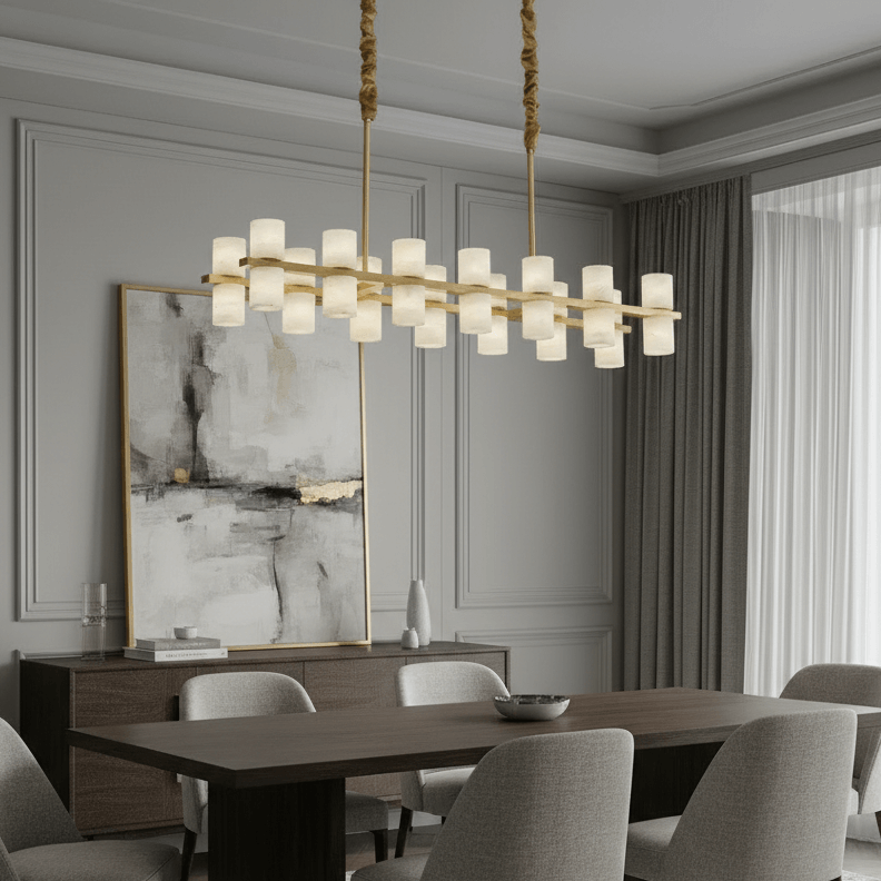 Lunara Linear Alabaster Chandelier detail view