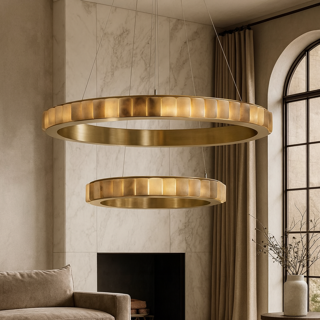 Hampton 2-Tier Modern Alabaster Chandelier by Bling Lighting Studio