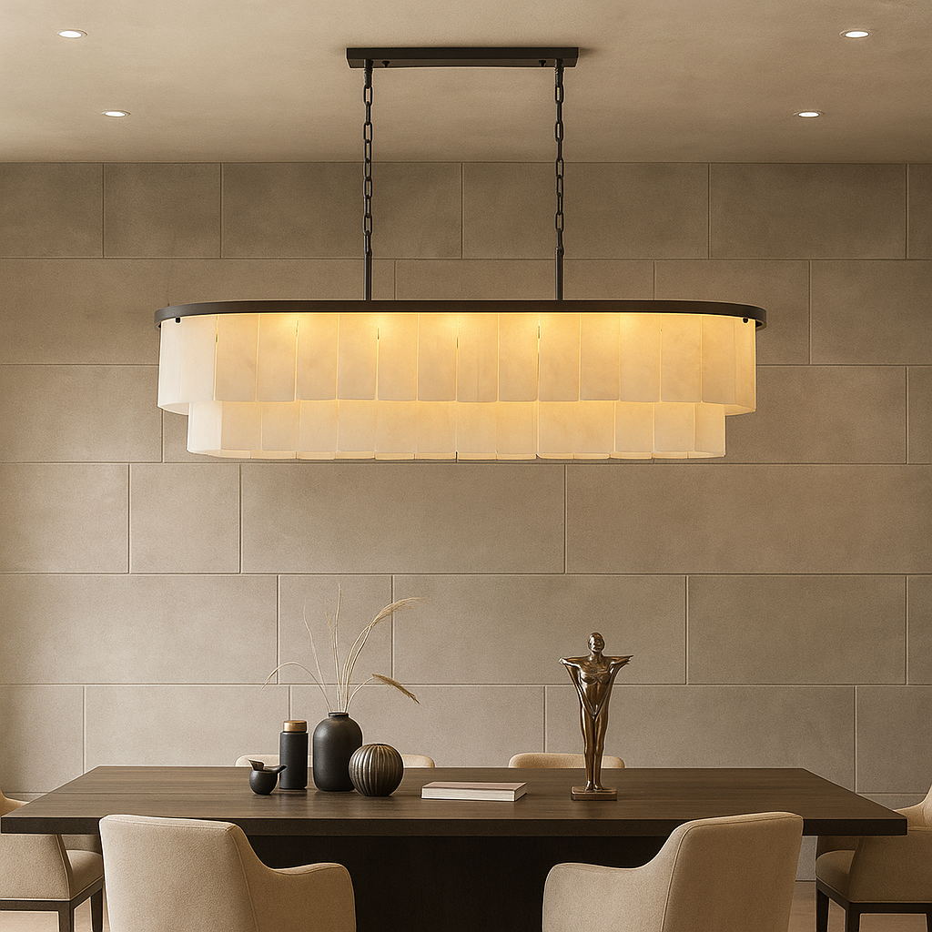 Marbella Alabaster Dining Chandelier by Bling Lighting Studio