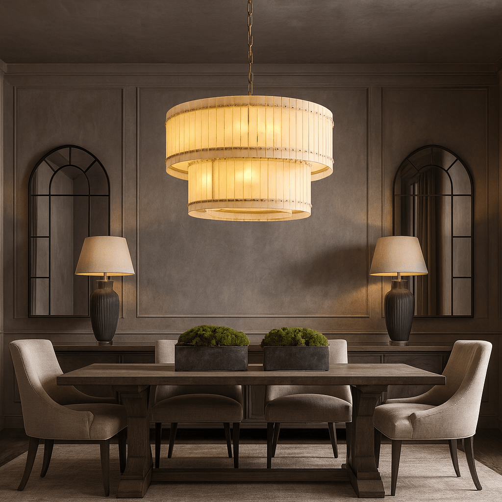 Valmont Alabaster Chandelier 39" detail view