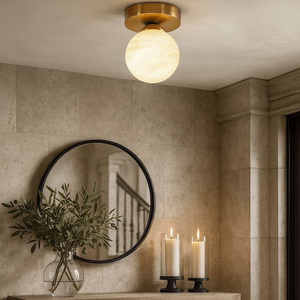 Soria Alabaster Flush mount chandelier by Bling Lighting Studio