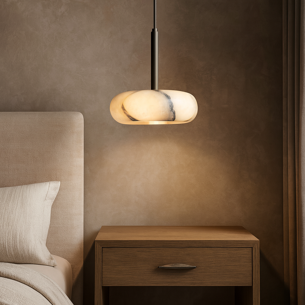 Luna Natural Alabaster Pendant by Bling Lighting Studio