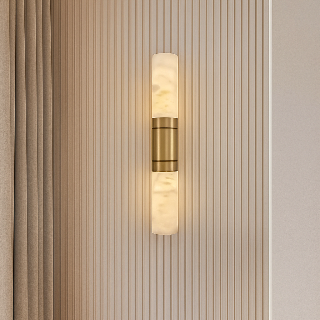 Solenne Alabaster & Brass Wall Sconce