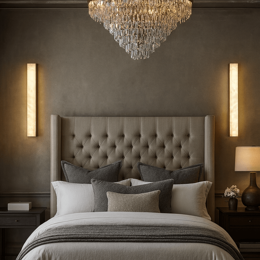 Linden Alabaster Sconce, Black detail view