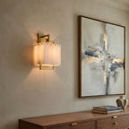 Stuart Modern Alabaster & Copper Wall Sconce by Bling Lighting Studio
