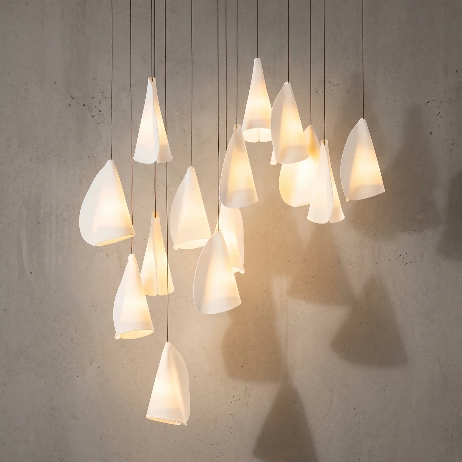 Modern Handmade Porcelain Petal Pendant Light