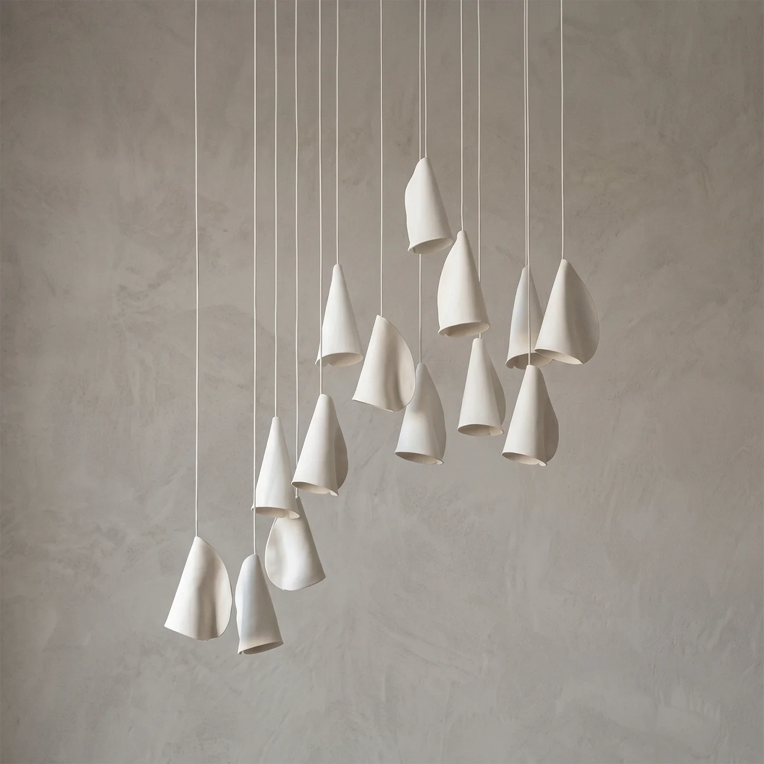 Modern Handmade Porcelain Petal Pendant Light