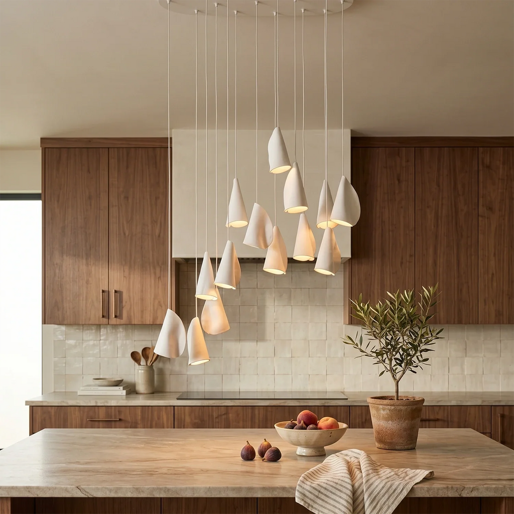 Modern Handmade Porcelain Petal Pendant Light