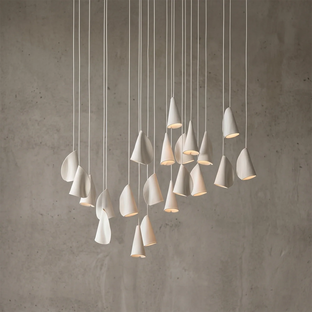 Modern Handmade Porcelain Petal Pendant Light