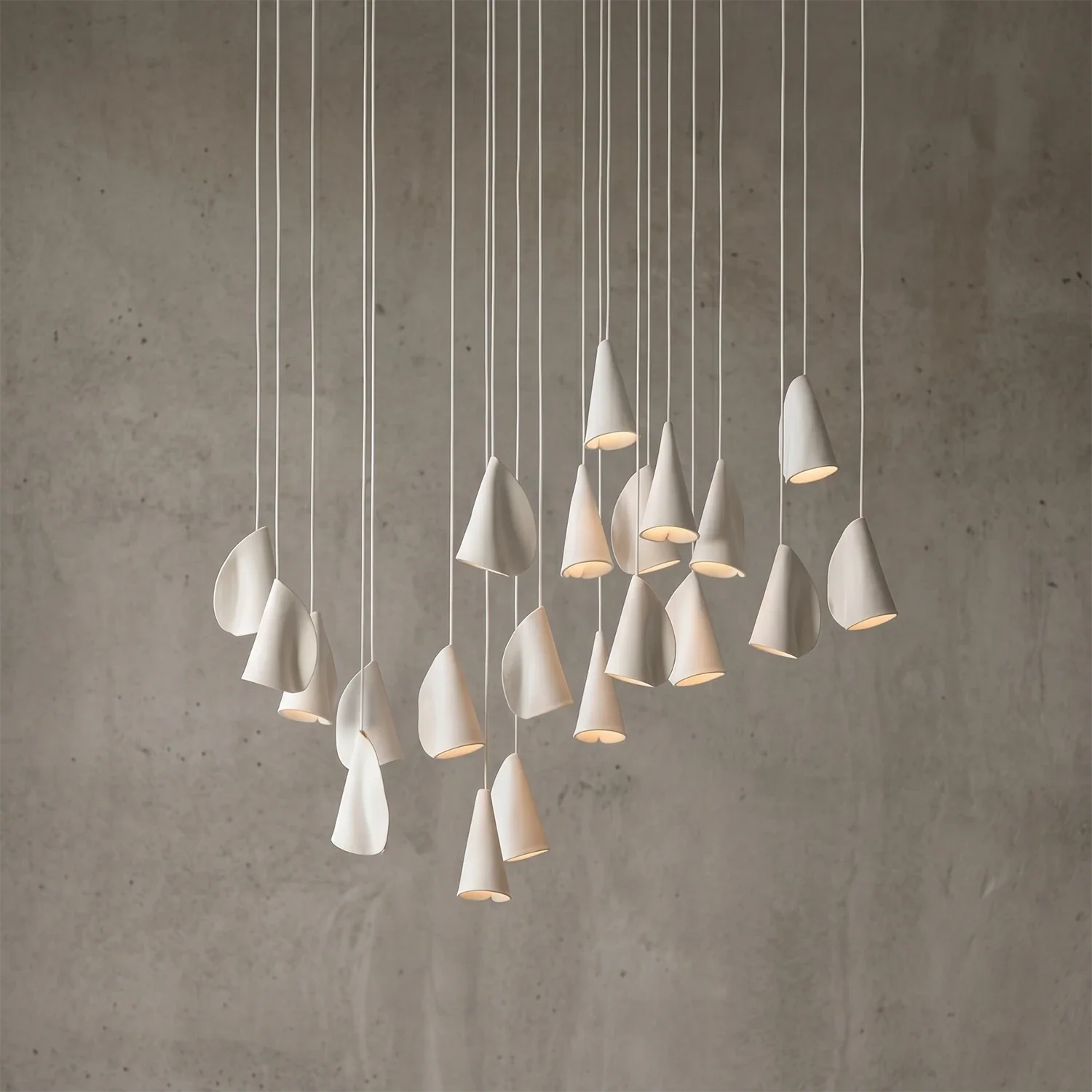 Modern Handmade Porcelain Petal Pendant Light