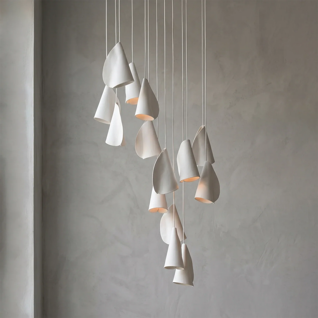 Modern Handmade Porcelain Petal Pendant Light