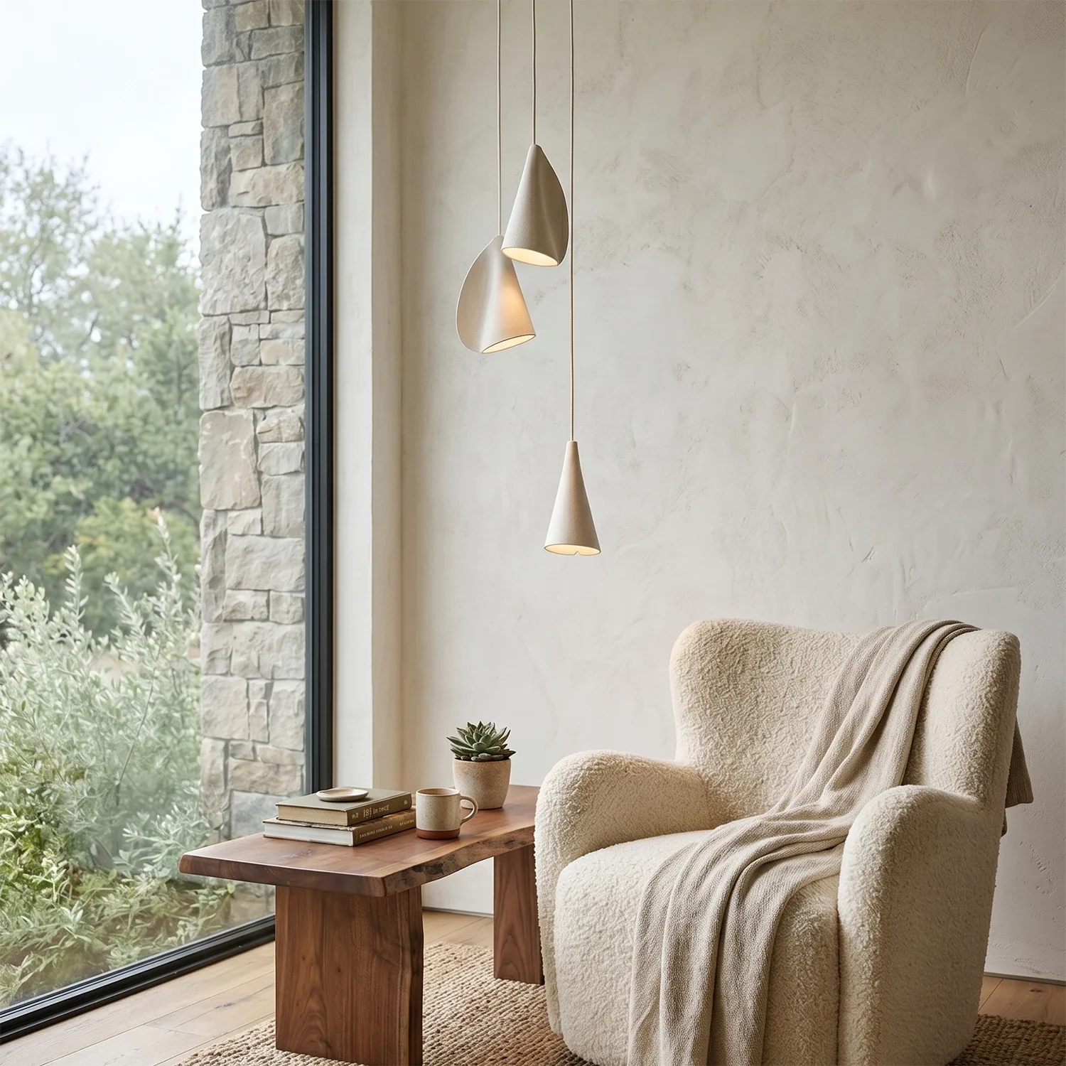 Modern Handmade Porcelain Petal Pendant Light