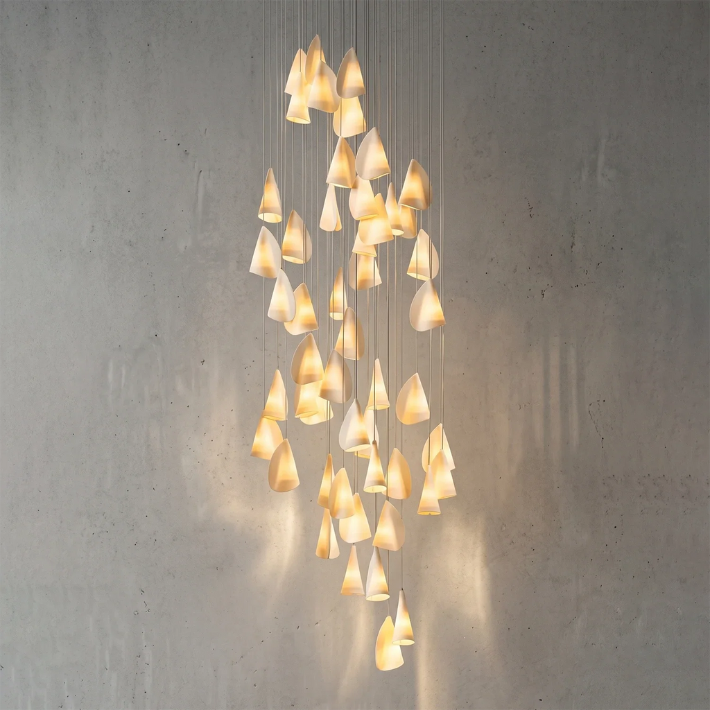 Modern Handmade Porcelain Petal Pendant Light