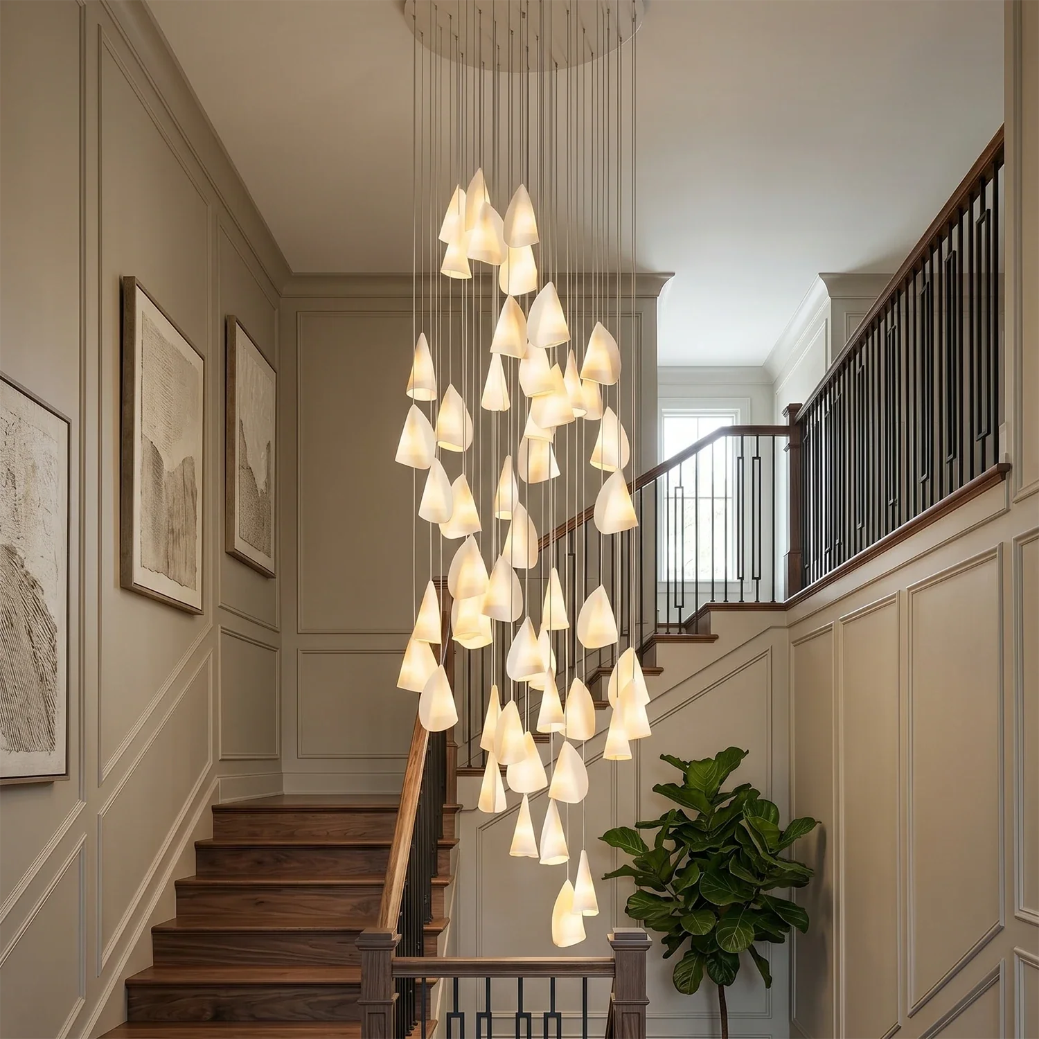 Modern Handmade Porcelain Petal Pendant Light