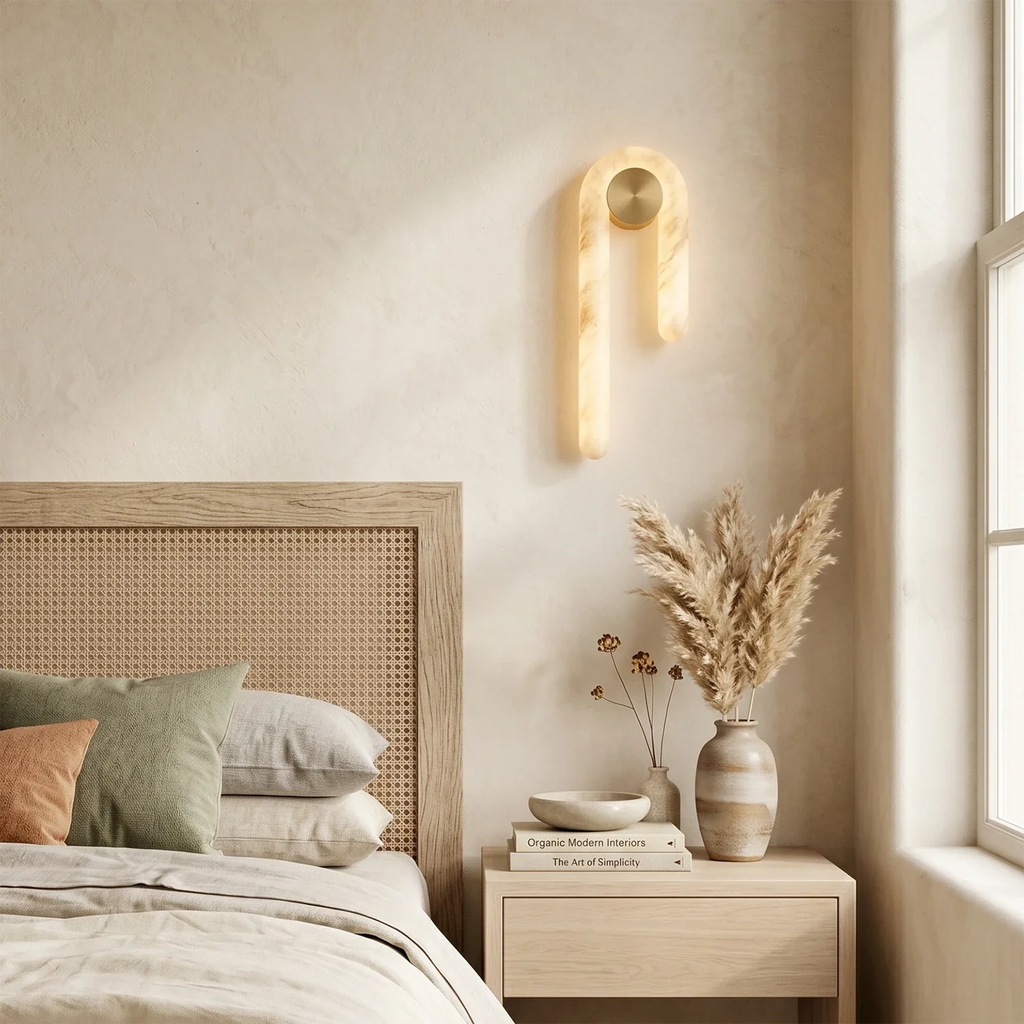 Modern J-Shape Alabaster Wall Sconce
