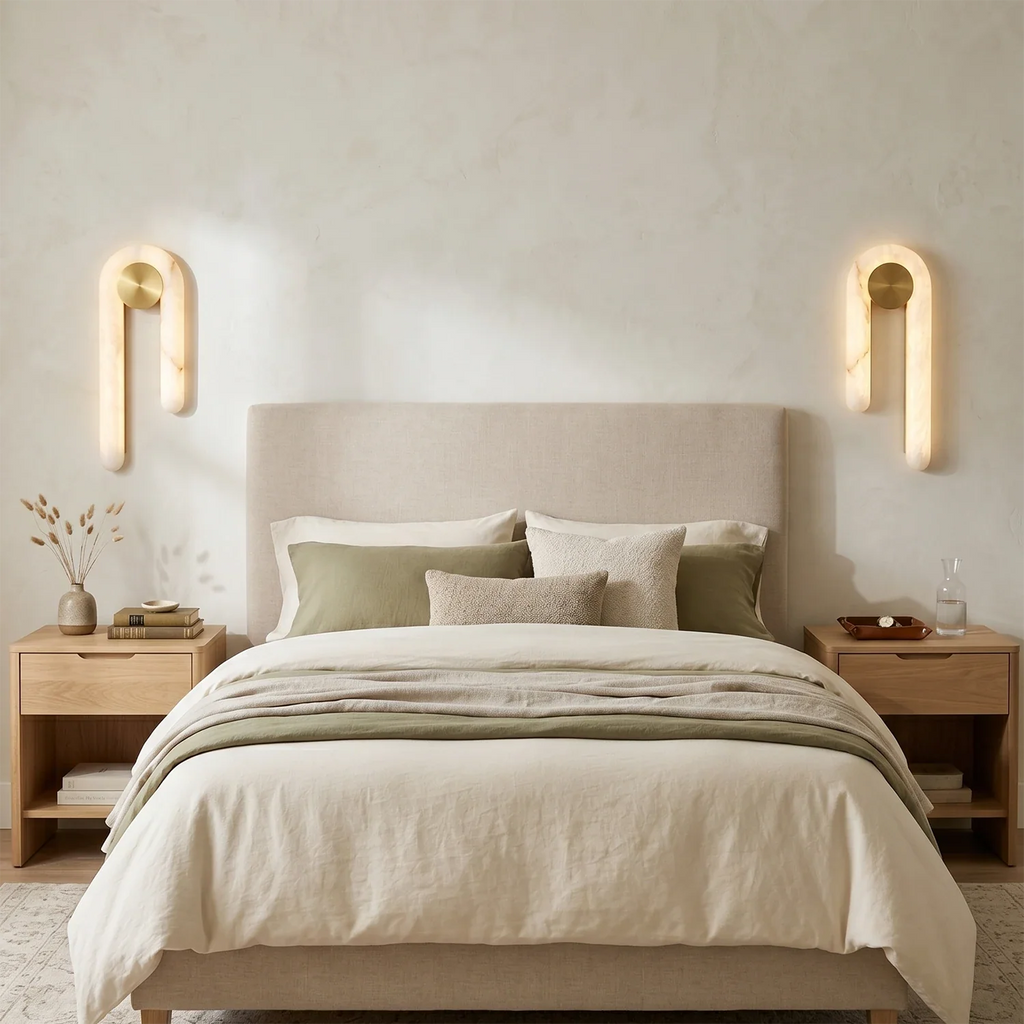Modern J-Shape Alabaster Wall Sconce