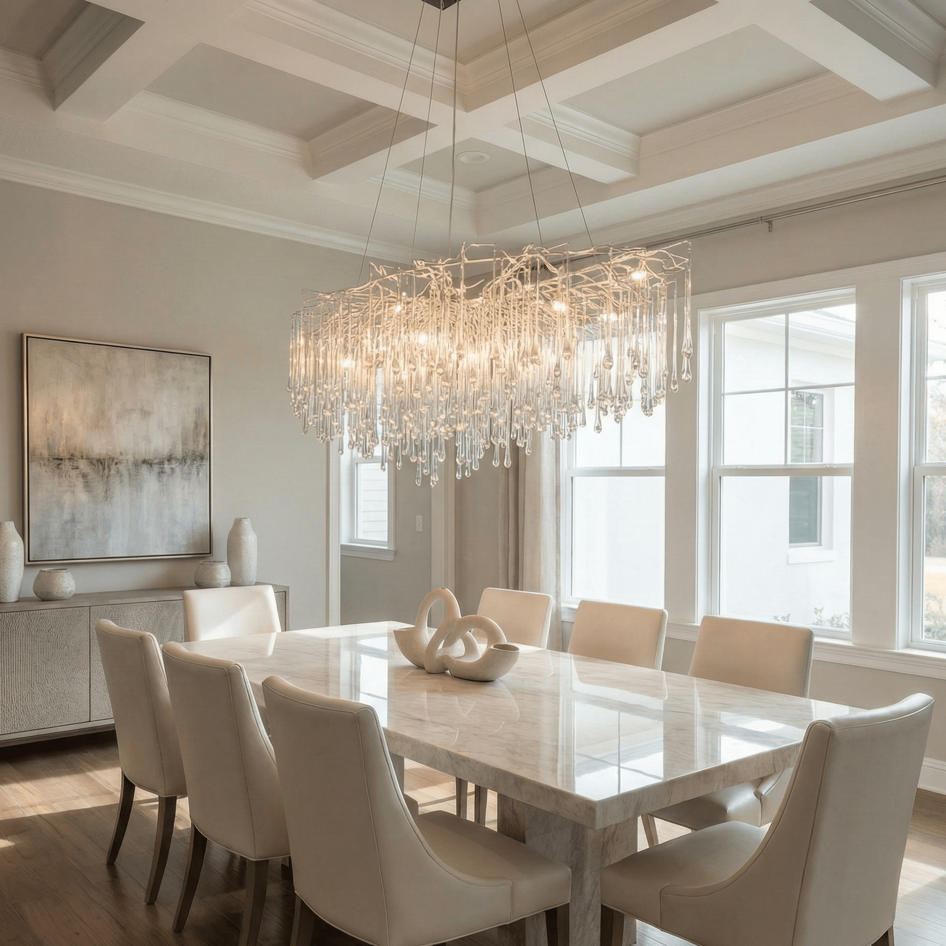 Lukas Oval Branching Brass Linear Teardrop Chandelier by Bling Lighting Studio