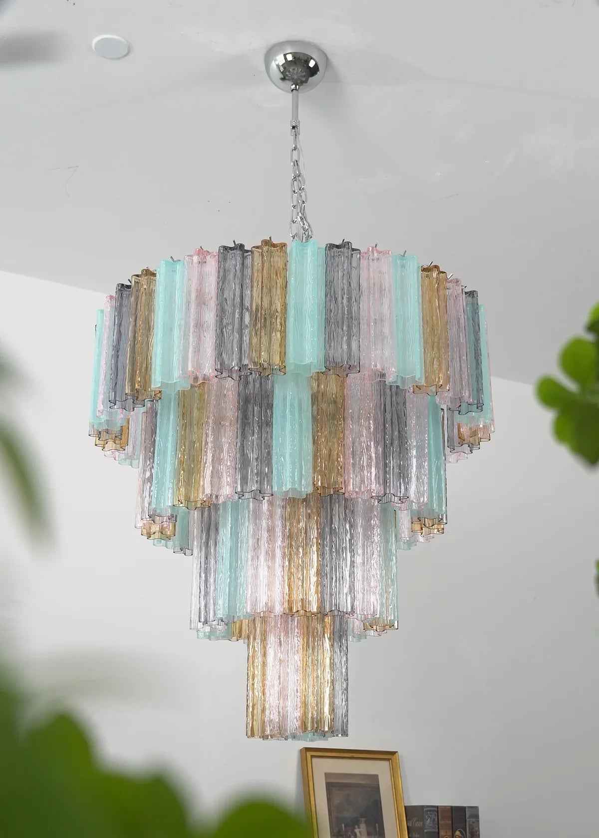 Multi Layered Stained Glass Chandelier product image