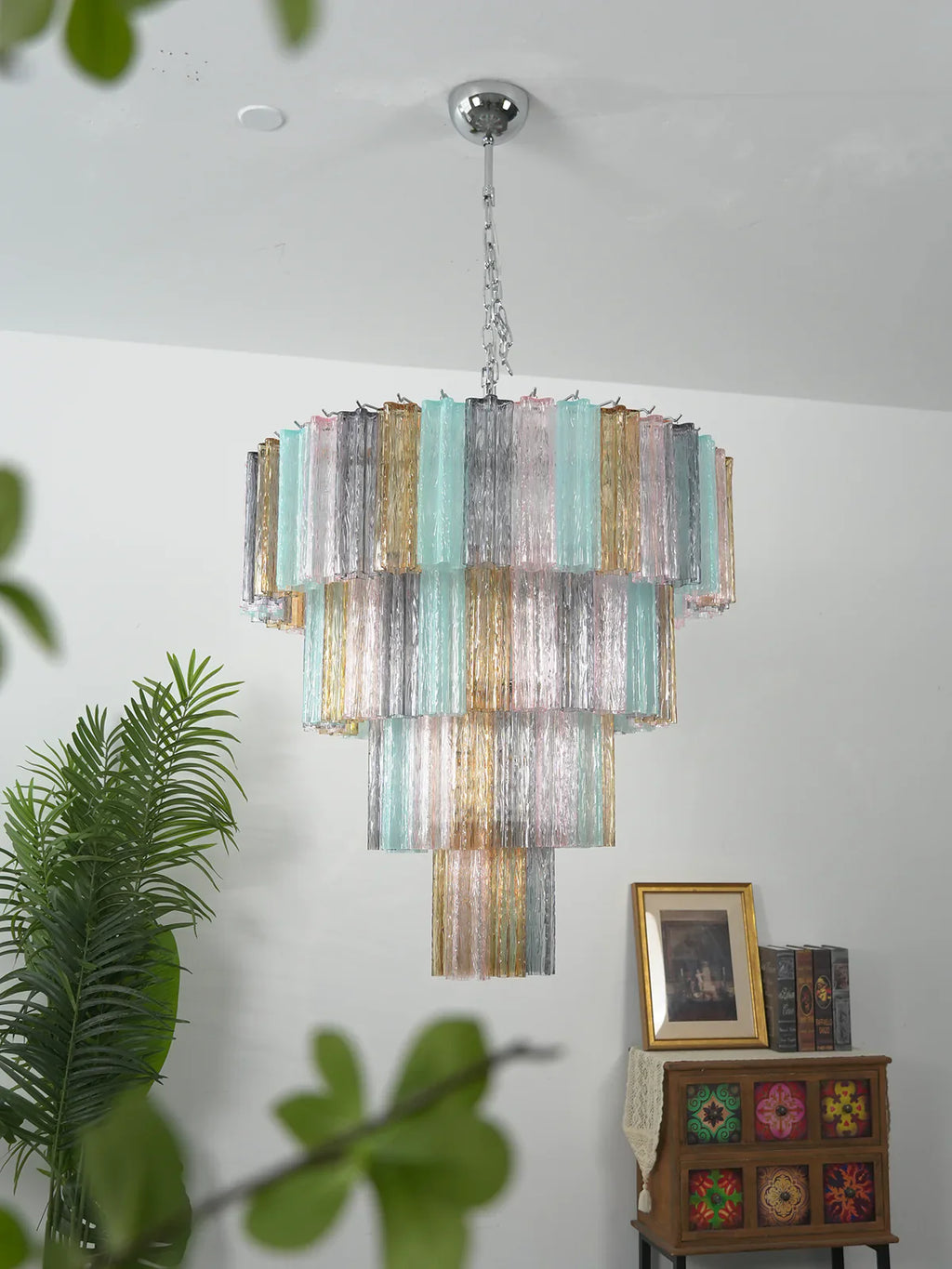 Multi Layered Stained Glass Chandelier product image